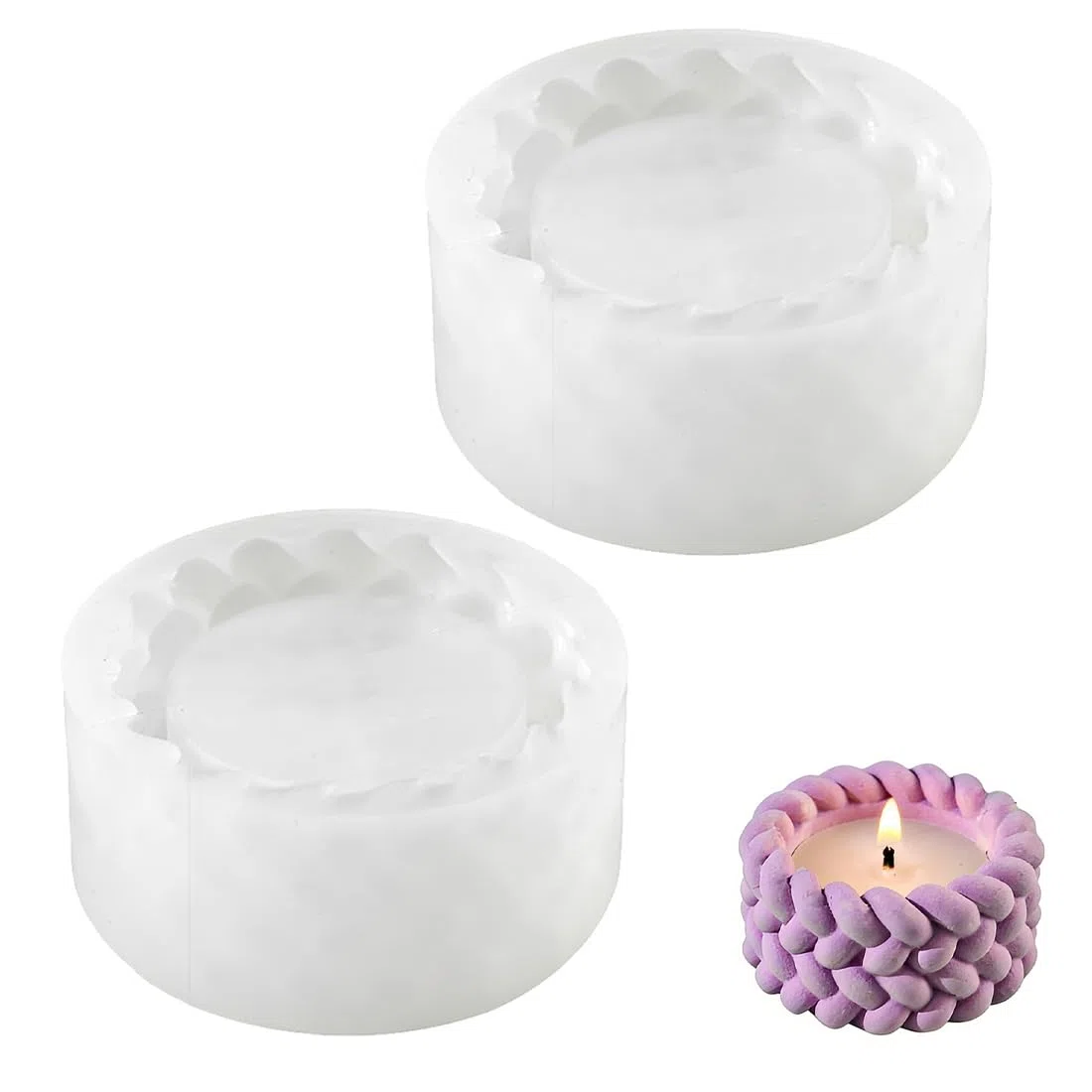 2 Stampi in Silicone per Gesso, Stampi per Candele in Vetro, per Creare Portacandele e Vasi, Ideali per Aromaterapia e Decorazione, 3.1cm*6.1cm, Bianco