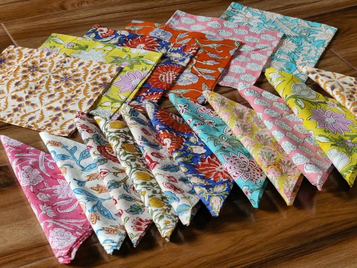 INDACORIFY 20 Pezzi Misto Lotto Tovaglioli 100% Cotone Mano Block Stampato Fazzoletto 16 x 16 Pollici Asciugamani Da Cucina Decorazioni per la Tavola Tovaglioli di Lino