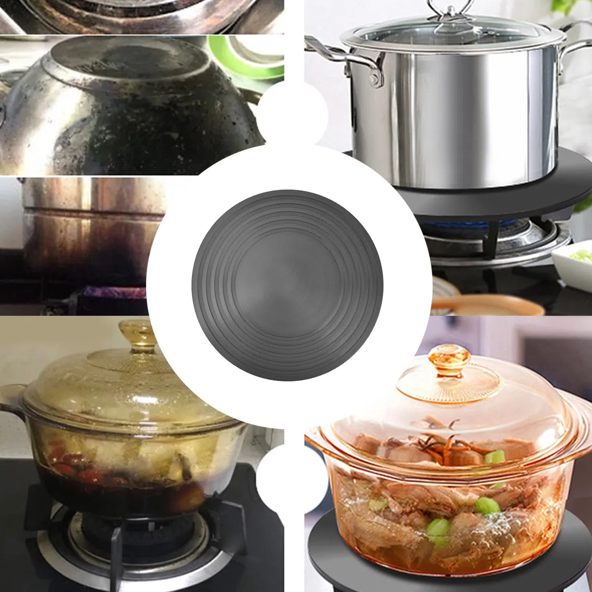 Piastra Diffusore di Calore, Piastra a Induzione in Alluminio Vassoio di Sbrinamento Piastre di Scongelamento Stufa a Gas Antiscivolo Termico Conduttivo per La Cucina Domestica(Diameter 24cm)