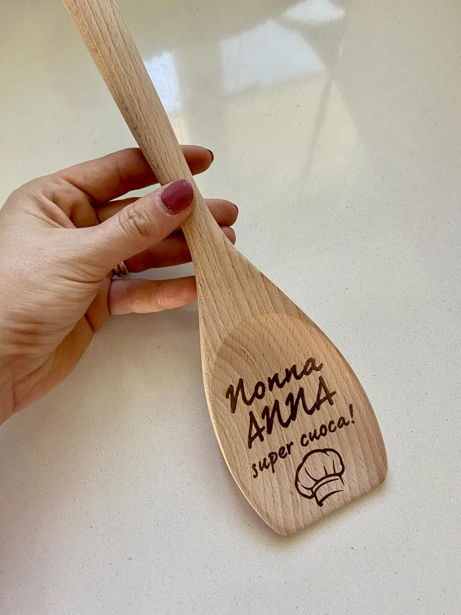 Mestolo spatola in legno personalizzato con nome- regalo personalizzato - cucina - festa nonni- mamma- papà- Natale