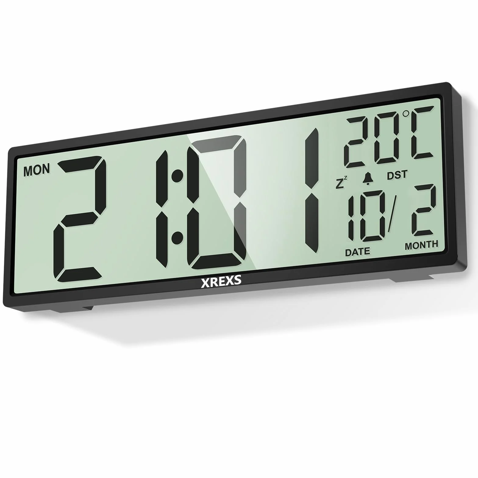 XREXS Orologio Digitale da Parete da 14,5 pollici, Valendario, Temperatura, Funzione DST, Gunzionamento a Batteria, per Vamera da Letto, Doggiorno, Sula, Ufficio (Nero)