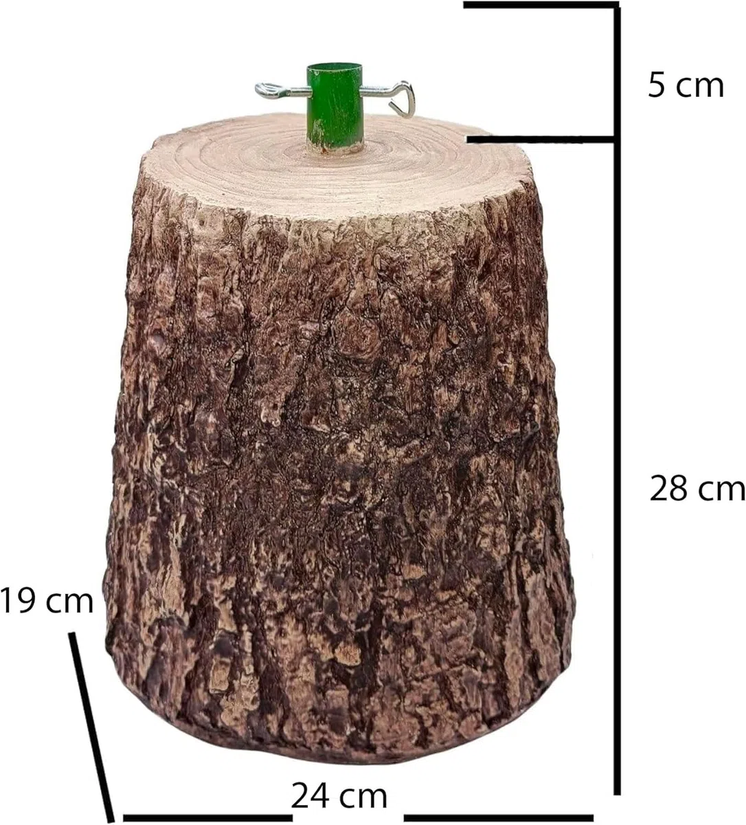 081 Store - Base Albero di Natale in Resina effetto Tronco Legno Naturale – Supporto Stabile e Realistico Ø32 mm, per Alberi fino a 180 cm – Decorazione Natalizia Elegante 33x24x19 cm