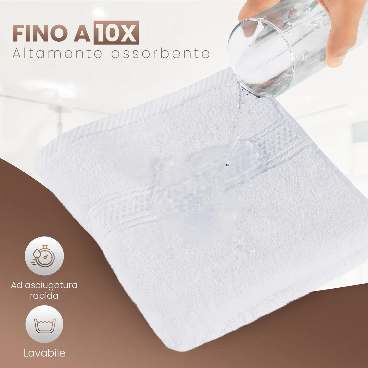 Utopia Towels - Set di 6 (50 x 100 cm), Asciugamani Mani, Asciugamani Per Le Mani, Altamente Assorbenti Con Gancio, 100% Cotone (Bianco)