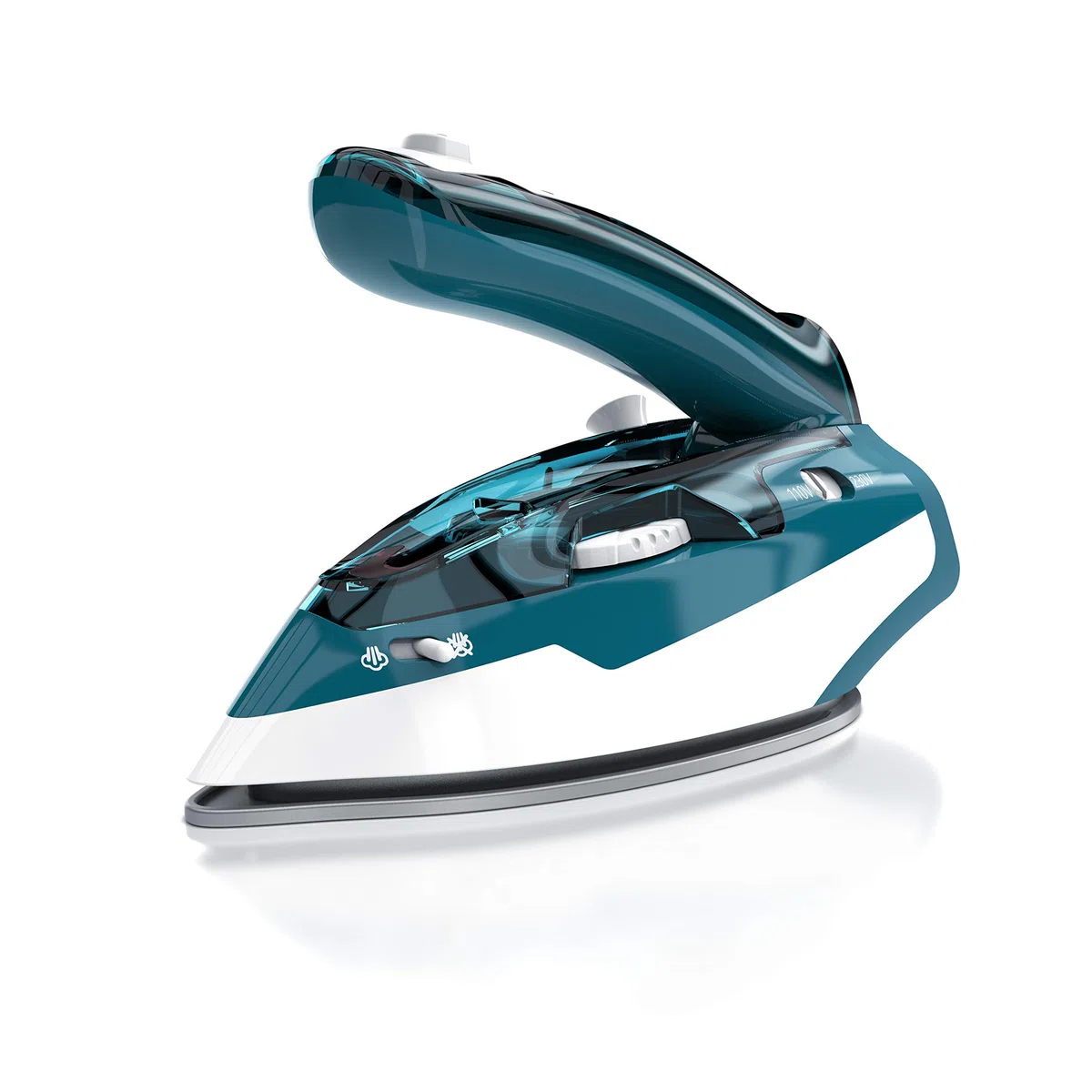 Ferro da Stiro Mini - Portatile da Viaggio a vapore - Macchina da Stiro Leggera - 1100W – 110-230 Volt - Piastra Antiaderente - 3 Livelli Regolabili – Con Cavo - Verde