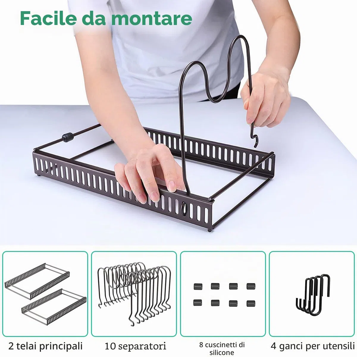 Puricon Porta Coperchi Pentole Salvaspazio in Metallo, Porta Padelle Allungabile con 10 Scomparti, Portacoperchi per Padelle, Coperchi Organizer Cucina-Bronzo
