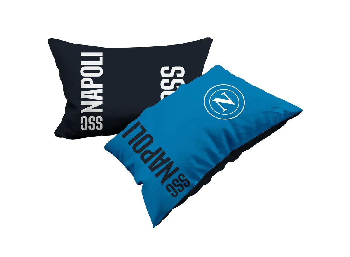 hermet SSC Napoli Set Lenzuola Letto Singolo In Cotone, Completo Letto Una Piazza, 100% Cotone, Lenzuolo sopra + Lenzuolo Con Angoli + Federa, Prodotto Ufficiale
