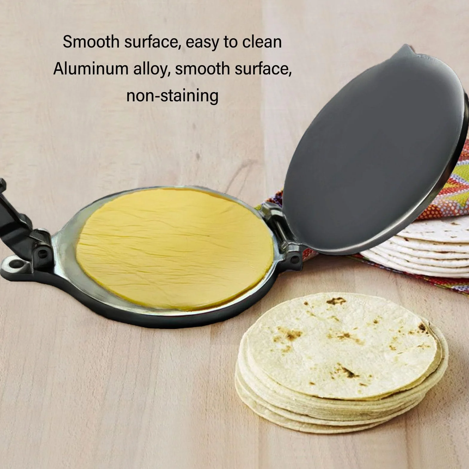 Tortilla Rotonda in Lega di Alluminio, Strumento di Pressa Manuale, Pressa da 16 Cm per la Pressa di Sitilla, per Farina Fatta in Casa, Tortillas, Making per Torte per Pizza (16