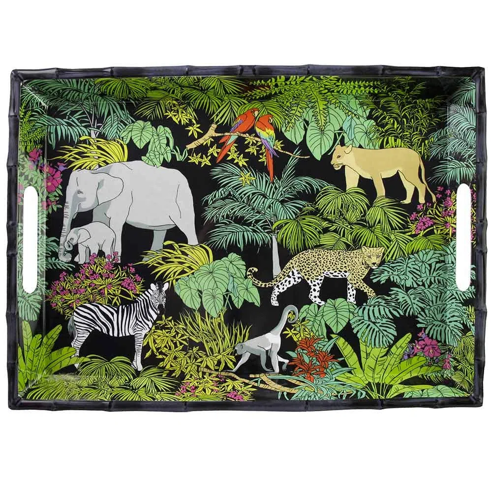 Les Jardins de la Comtesse - Vassoio Grande in melamina Pura, 50 cm, Colore: Verde/Nero