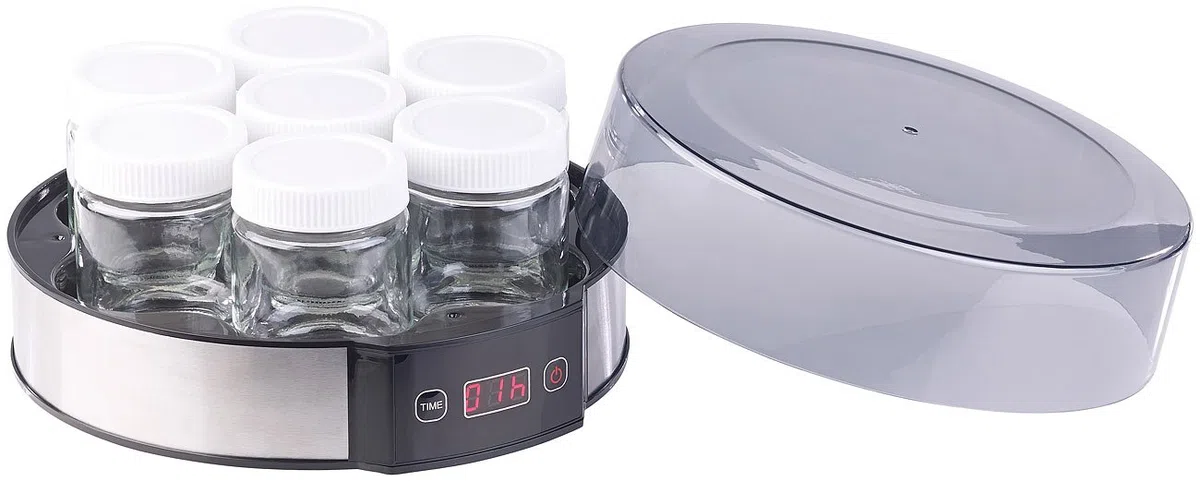 Rosenstein & Söhne yogurtiera: Yogurt Maker, Timer, 7 bicchieri porzionati da 190 ml (macchina per yogurt, termostato elettrico fai da te cultura fresca)