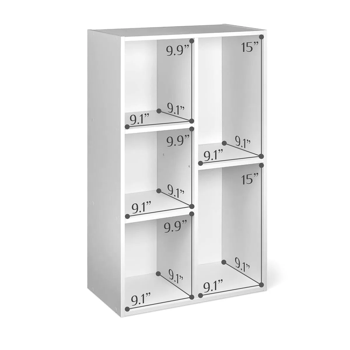 Amazon Basics Estantería 5 compartimentos cubo, blanco, 50 x 24 x 80 cm | librería