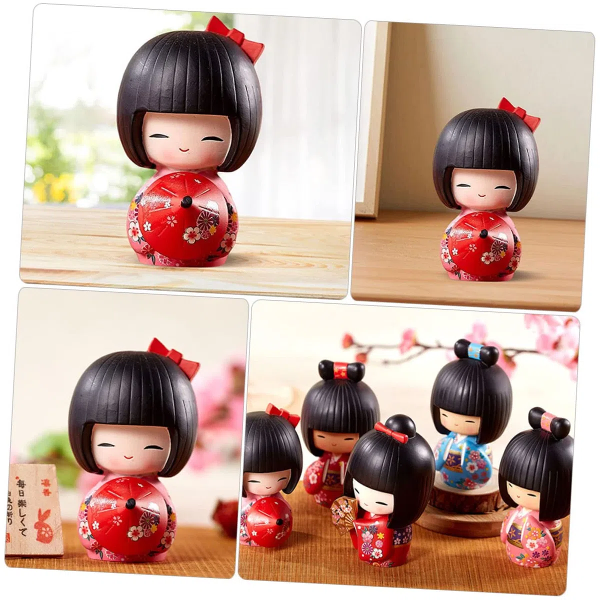 Artibetter 2Pcs Bambole In Miniatura Decorazione Auto Kimono Giapponese Artigianato Giapponese Statua Ombrello Giapponese Giapponese Kokeshi Bambola Casa Decorazione Giapponese Regalo Di
