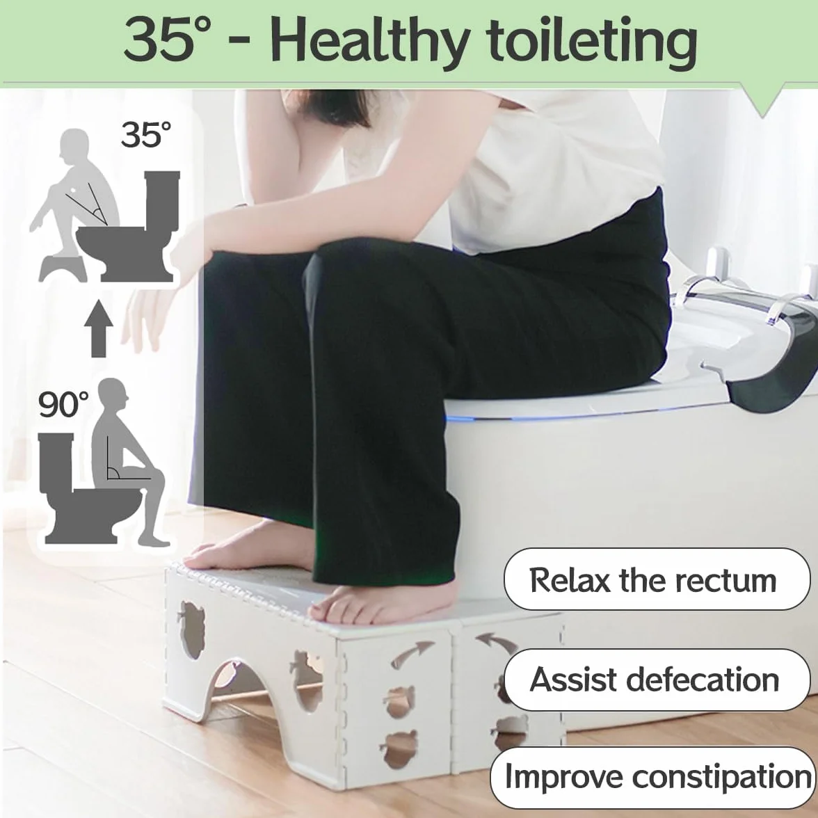 Sgabello Bagno pieghevole per Bambini e Adulti - Sgabellino Squatty da Toilette, Poggiapiedi Antiscivolo per Bagno, Panchetto Contro la Stitichezza, Peso 1,4 kg
