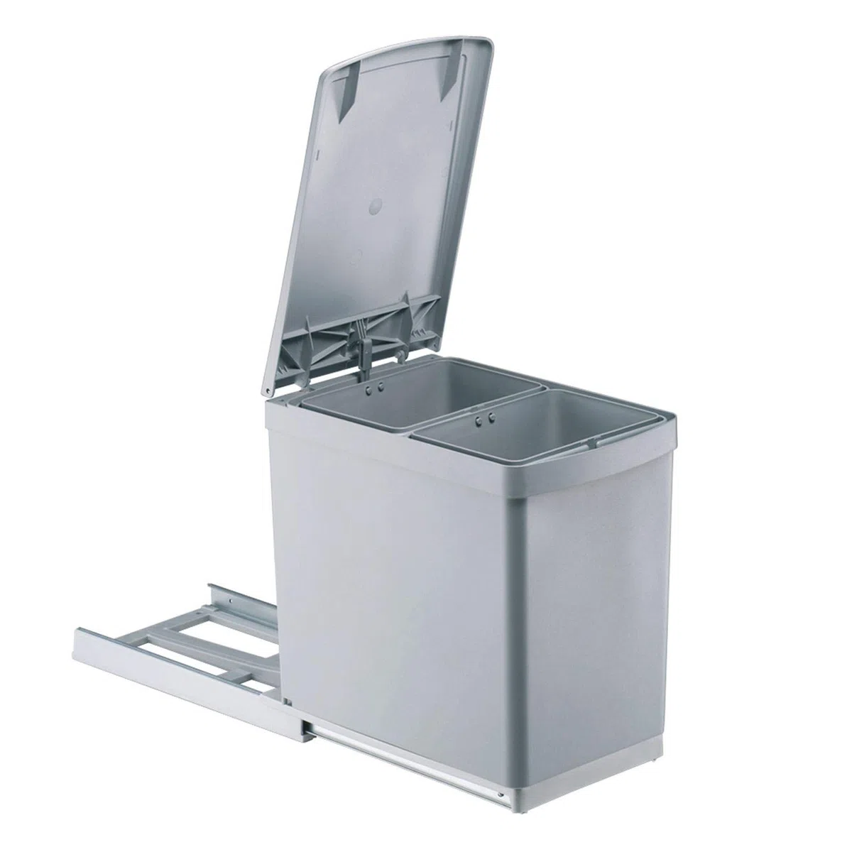 PYRAMIS Pattumiera, plastica, grigia, 2 x 7,5 litri || larghezza mobile da 30 cm
