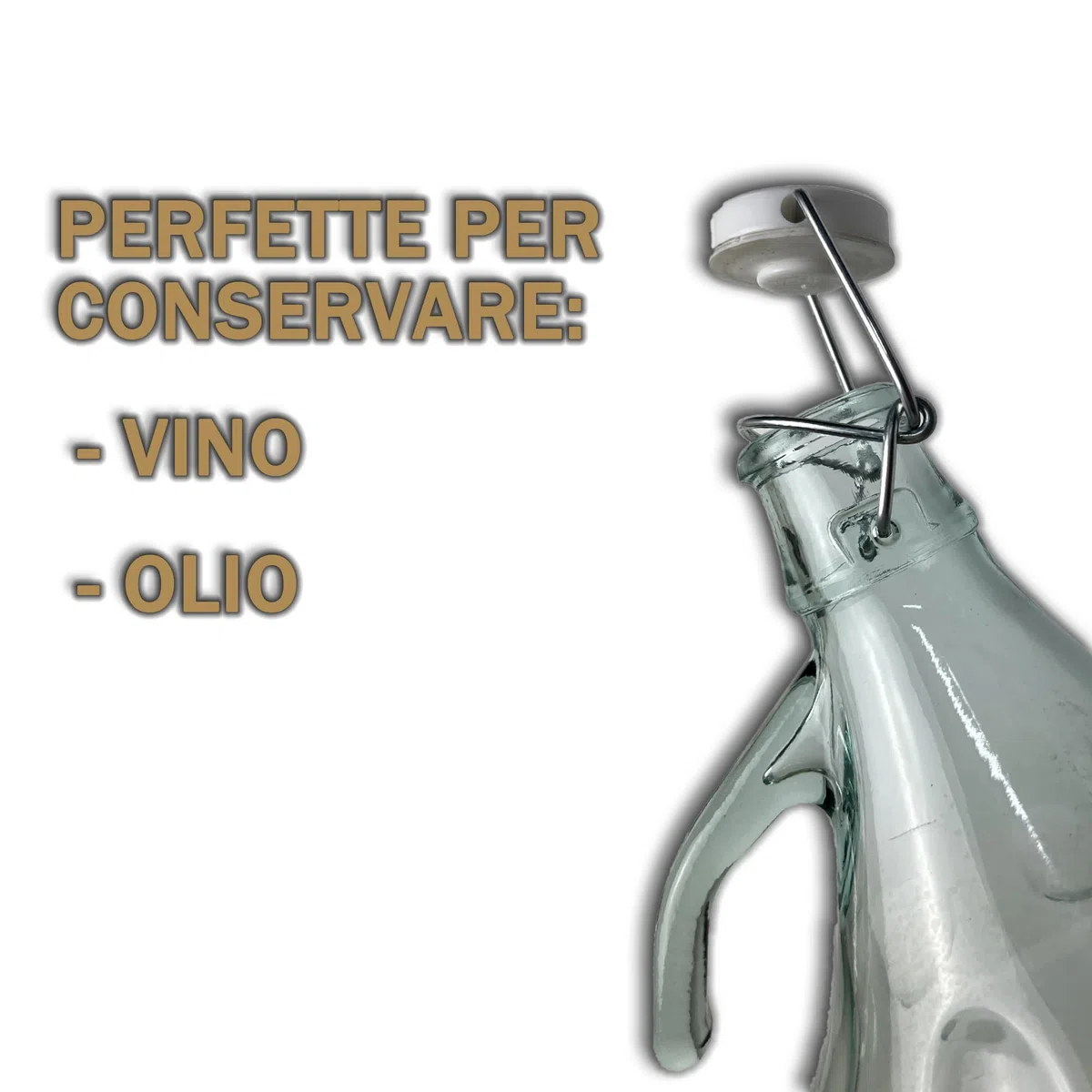 FERROELETTRA Damigiana Vetro 5 Litri - Bottiglione con Chiusura Meccanica Ermetica Con Guarnizione Dama per Olio - Contenitore Olio 5 Litri - Damigiane e Bottiglioni per Prodotti Alimentari (6 Pezzi)