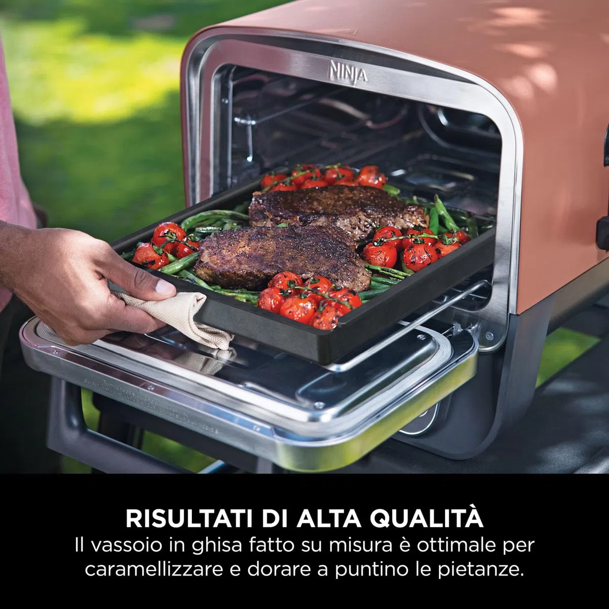 Ninja Woodfire Teglia in Ghisa per Forno da Esterno OO101EU, Vassoio Ideale per Cuocere ad Alte Temperature, Arrostire e Caramellare, Grigio, XSKOOCIRNPEU