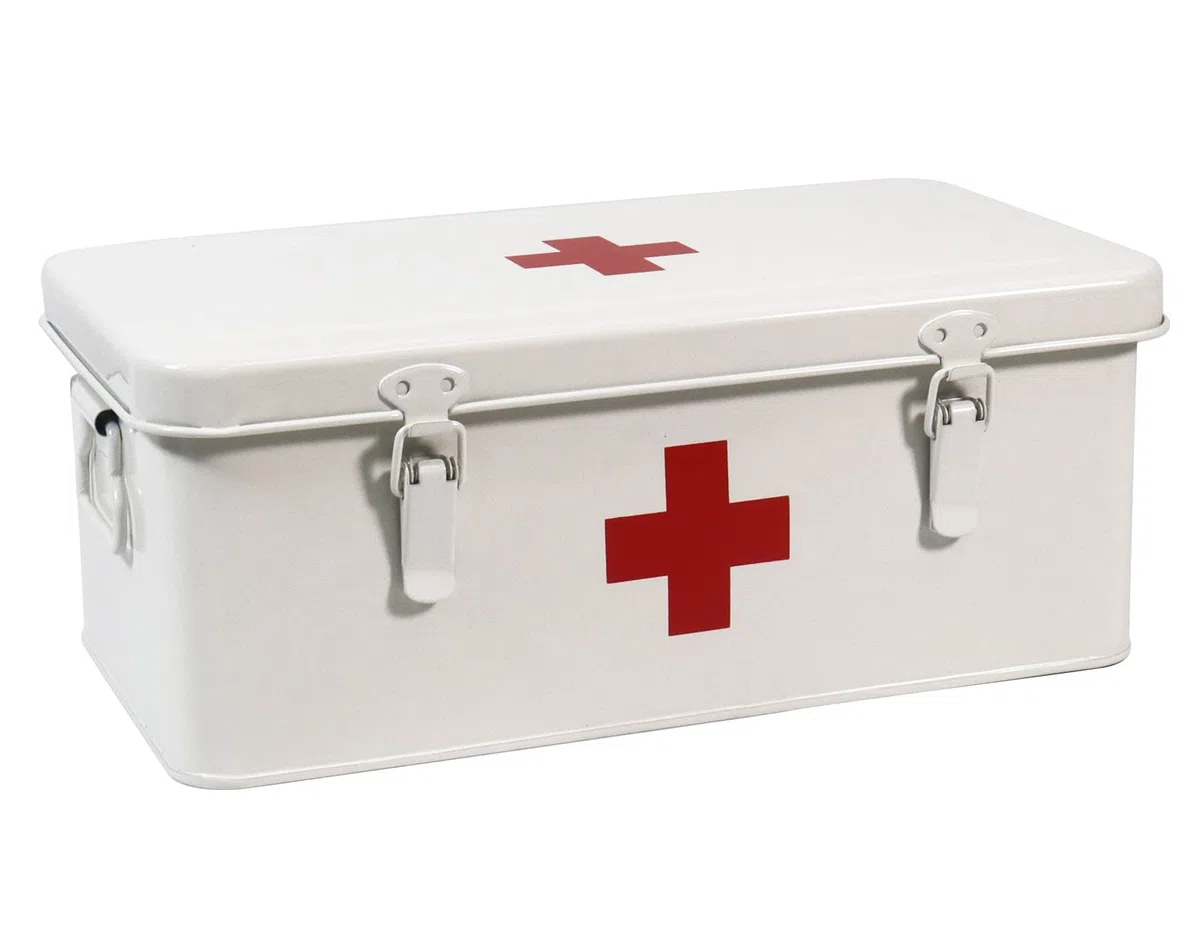 Porta Medicine,Contenitore Per Medicine,Organizer Medicinali In Metallo,Cassetta Pronto Soccorso con Blocco di Sicurezza,Grande Scatola Porta Medicine da Casa Adatto Per la Conservazione Bianco
