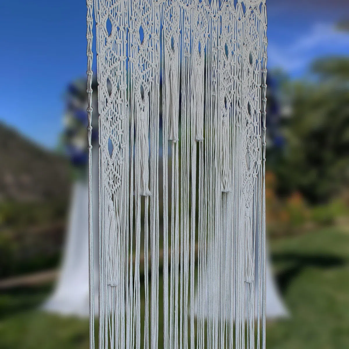 Tenda macramè Boho per porta (colore: bianco, larghezza 90 x lunghezza 200 cm, stringa)