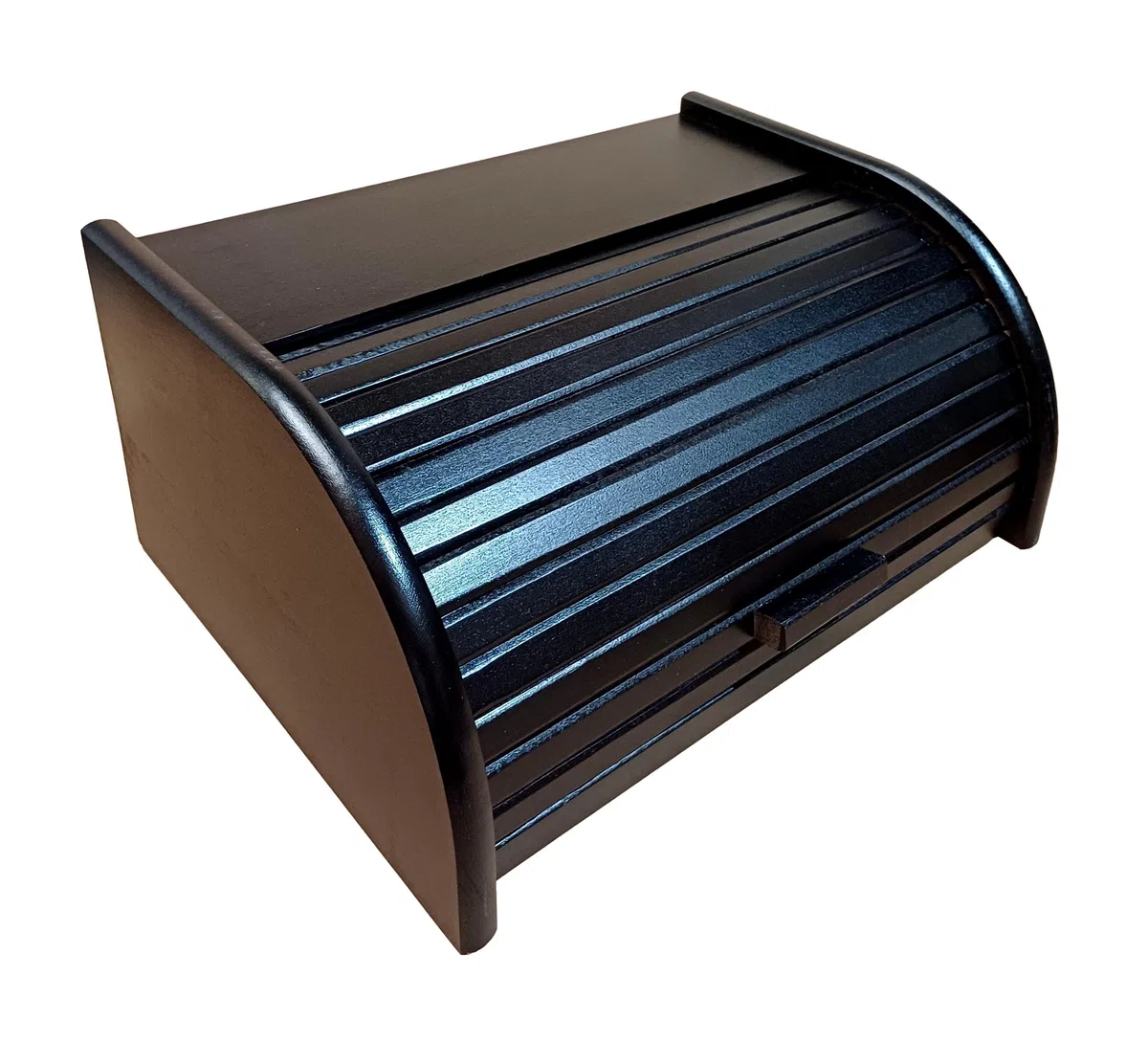 Contenitore per il pane in legno con chiusura a serranda per conservare il pane in cucina, Legno, Black, large