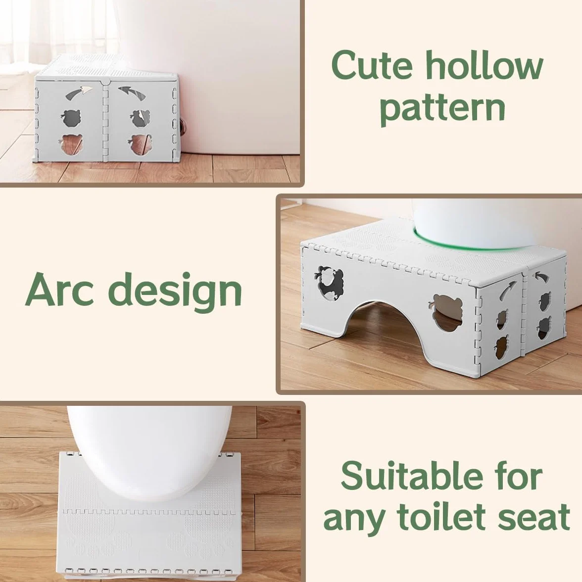 Sgabello Bagno pieghevole per Bambini e Adulti - Sgabellino Squatty da Toilette, Poggiapiedi Antiscivolo per Bagno, Panchetto Contro la Stitichezza, Peso 1,4 kg