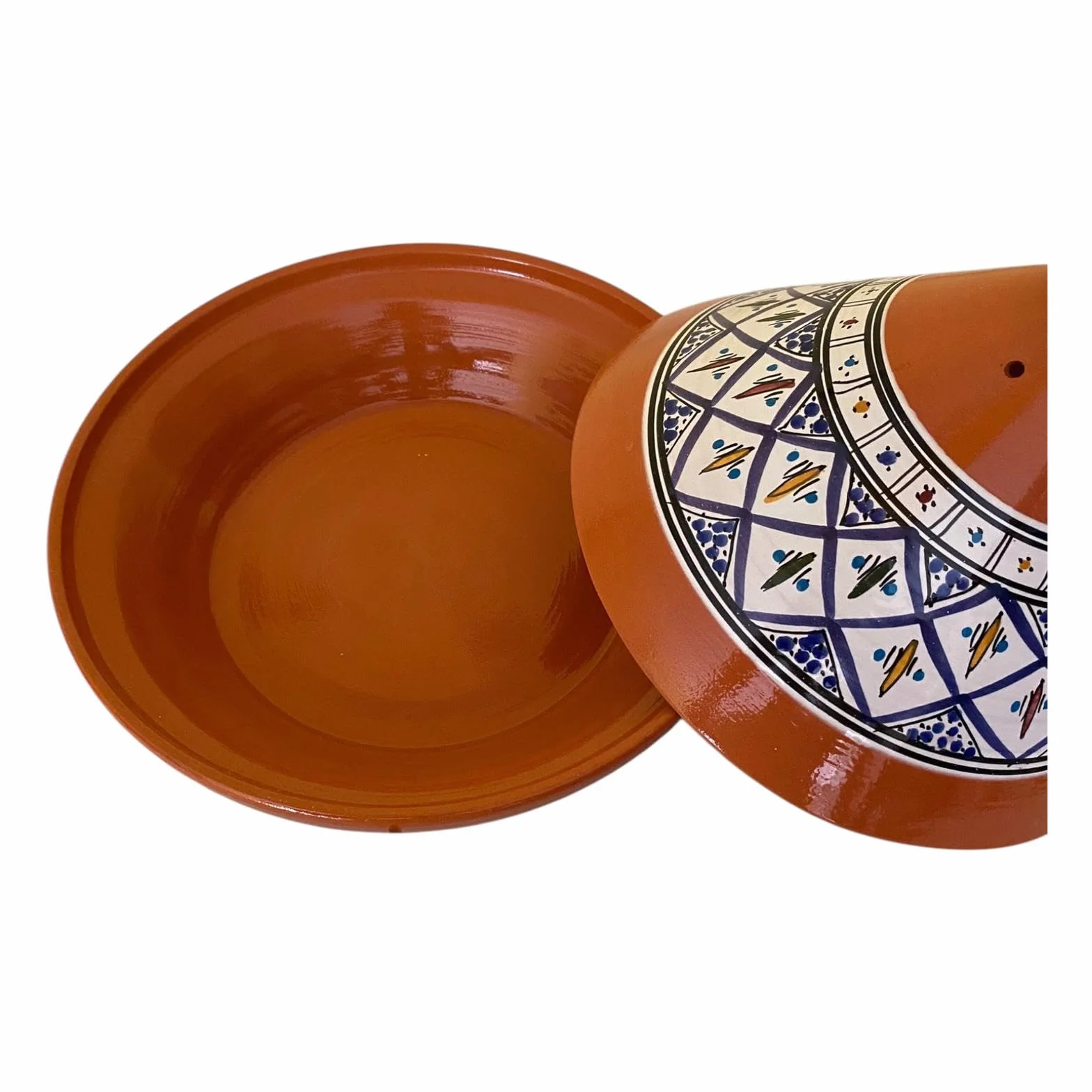 La Maison Unique: Tajine Terracotta Marocchina Tunisina Diametro 32cm Pentola a Pressione Con Coperchio Piatto Etnico Marocchino Cucina Salutare - Qualità Premium - Blu