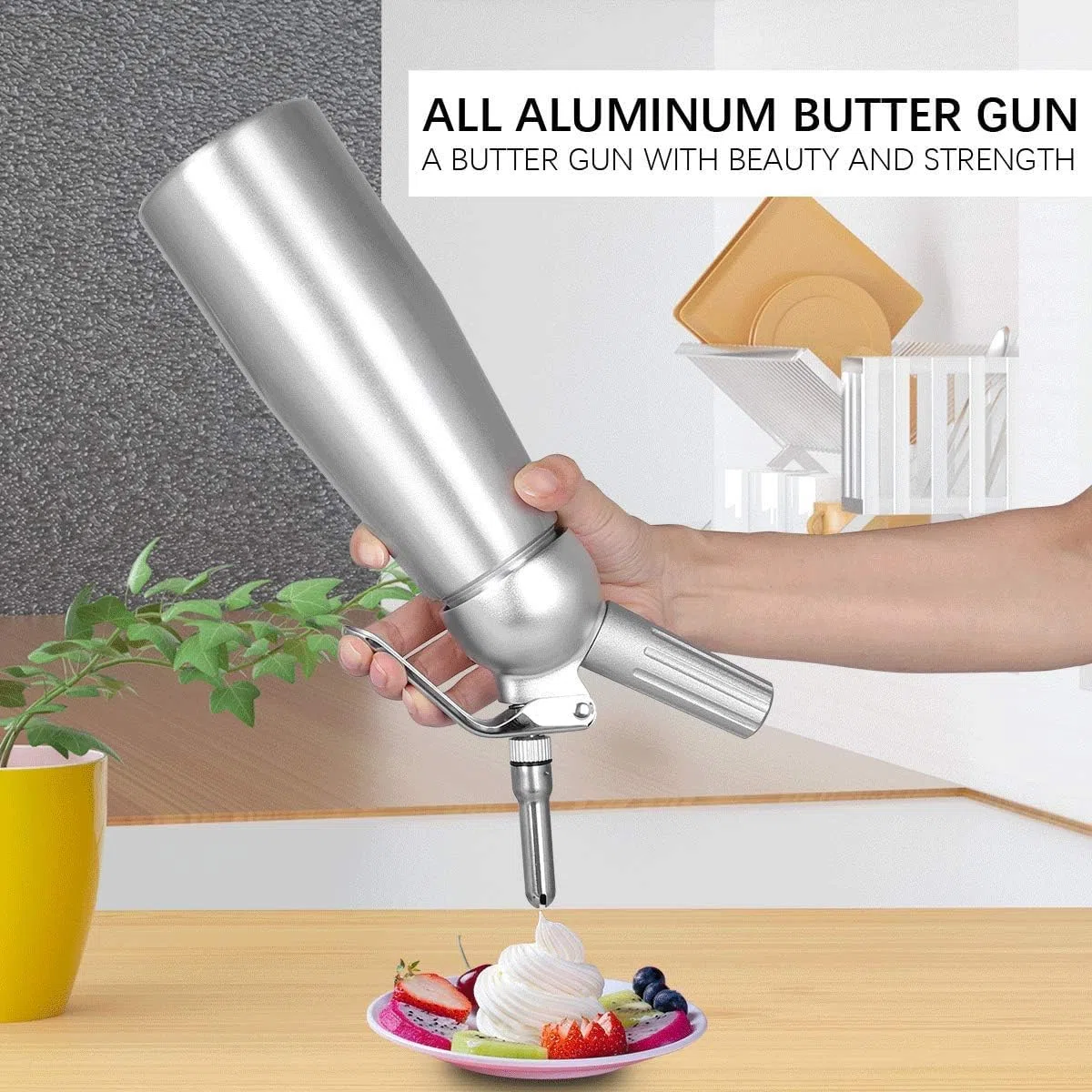 Sifone Panna Montata, 500ml Sifone da Casa e Cucina Alluminio con 3 Ugelli in Acciaio Inox, Sifone per Panna Montata Professionale