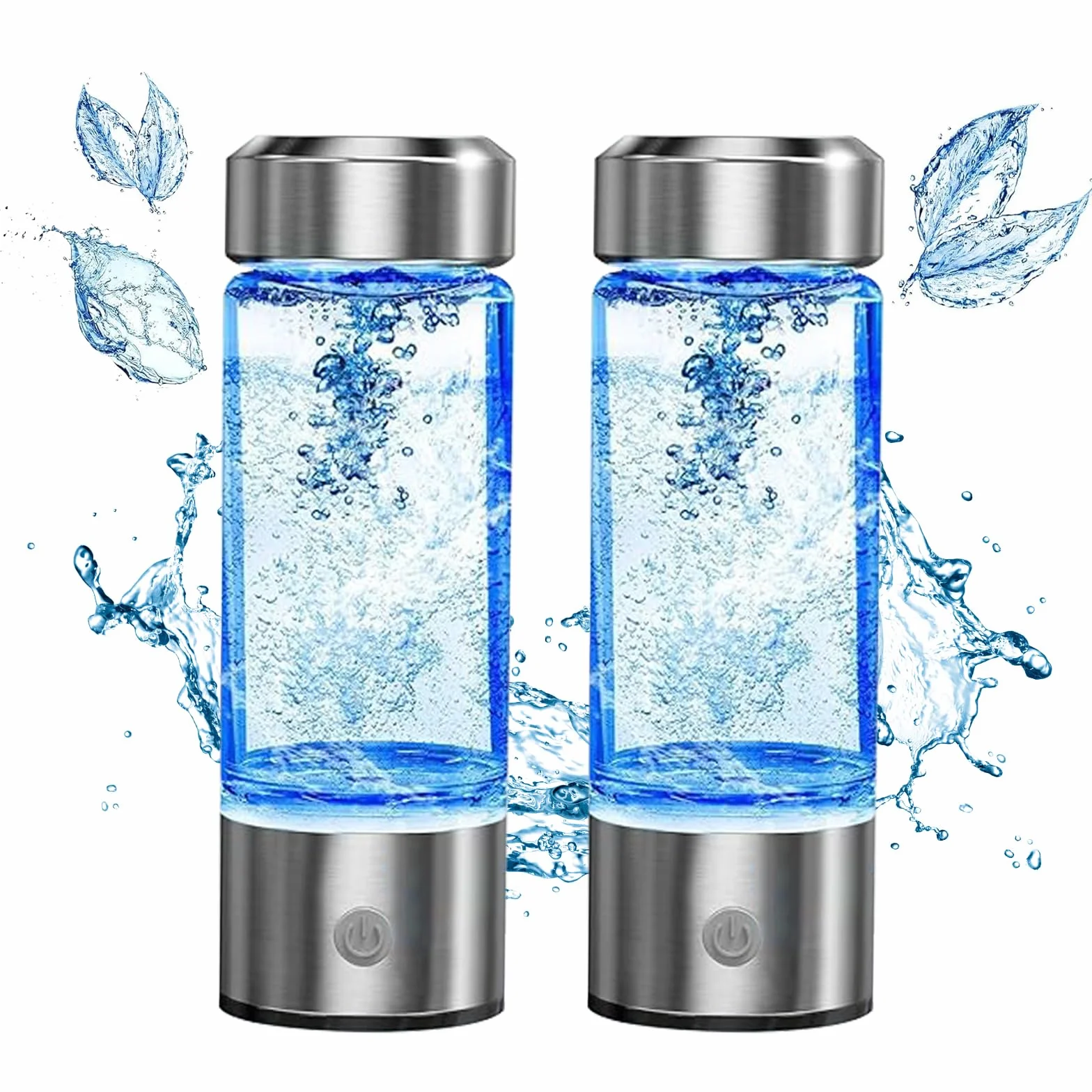 Tazza Ricca di Idrogeno, 430 ml Portatile Bottiglia Acqua All'idrogeno, Generatore Acqua Idrogeno con Tecnologia PEM e SPE, Bottiglia di Vetro Antiossidante per Casa, Viaggi, Ufficio (2 pz)