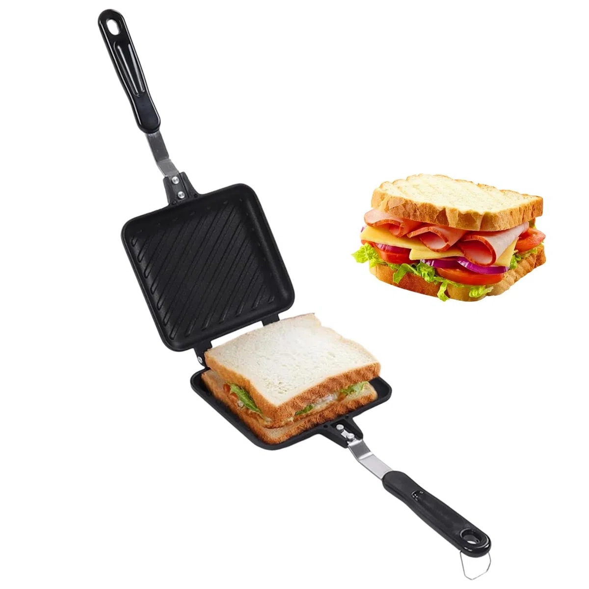Tostapane Piastra a Gas, Paninaro tostato in Alluminio, Padella Antiaderente per Toast con Piano Cottura Antiaderente con Fondo Piatto per Colazione Snack Panini