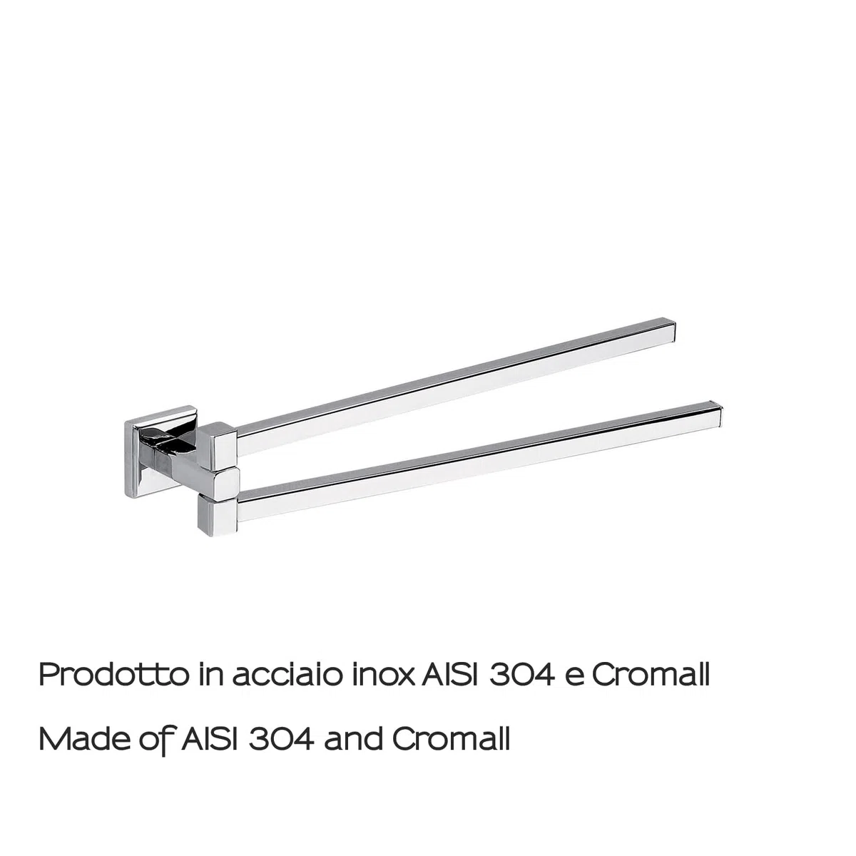 GEDY | Porta Asciugamani Bagno Colorado in Acciaio Inox e Cromall, Appendi Asciugamani a Snodo Fissabile con Viti Incluse, Peso Supportato 7 kg, Cromato, 5x4,2x34,9cm