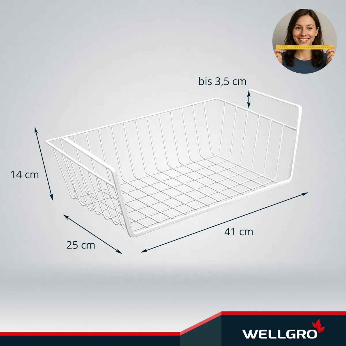 WELLGRO Set Di 4 Cestini Per Armadio Da Appendere In Metallo Per Ottenere Ulteriore Spazio, Circa 41 X 25 X 14 Cm, Bianco