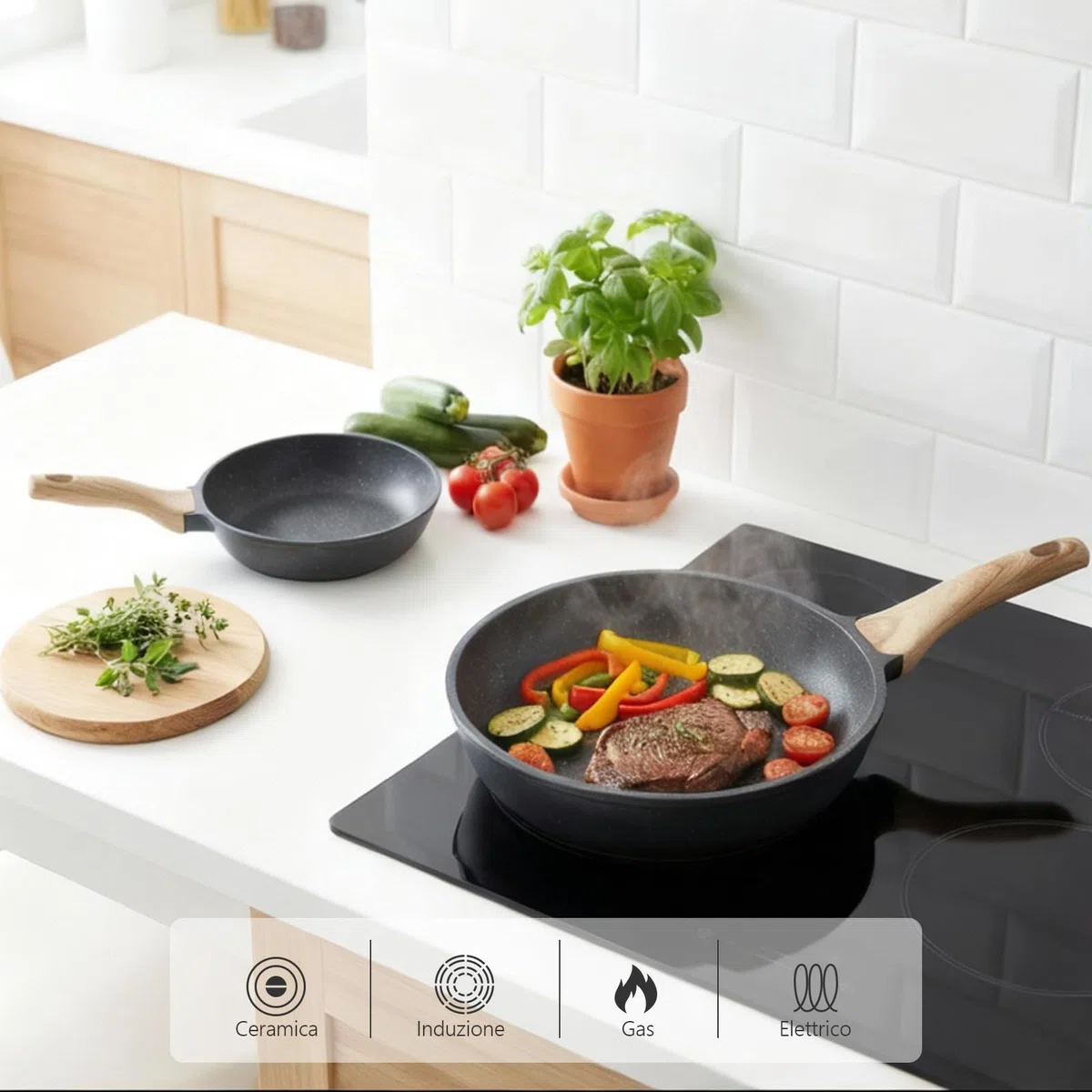 GiPP Padella Antiaderente in Ceramica – Padella Sana e Atossica, Adatta a Induzione, senza PFOA, Lavabile in Lavastoviglie, 26 cm