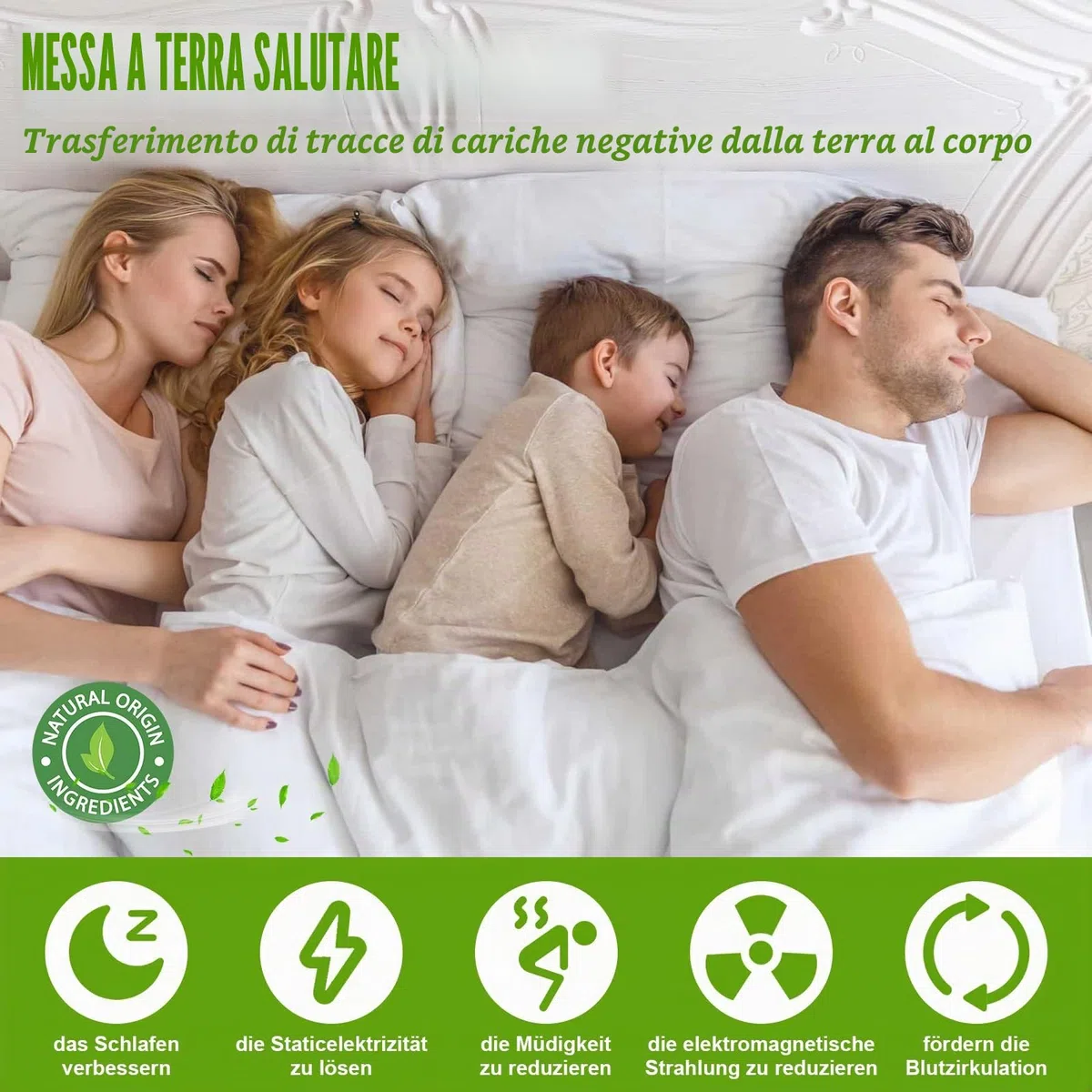 Grounding Bed Sheet - Tappetino da terra secondo la norma UE, con 10% fibra d'argento e 90% cotone biologico, tappetino di terra per un sonno migliore energia di messa a terra e recupero (beige 68 x