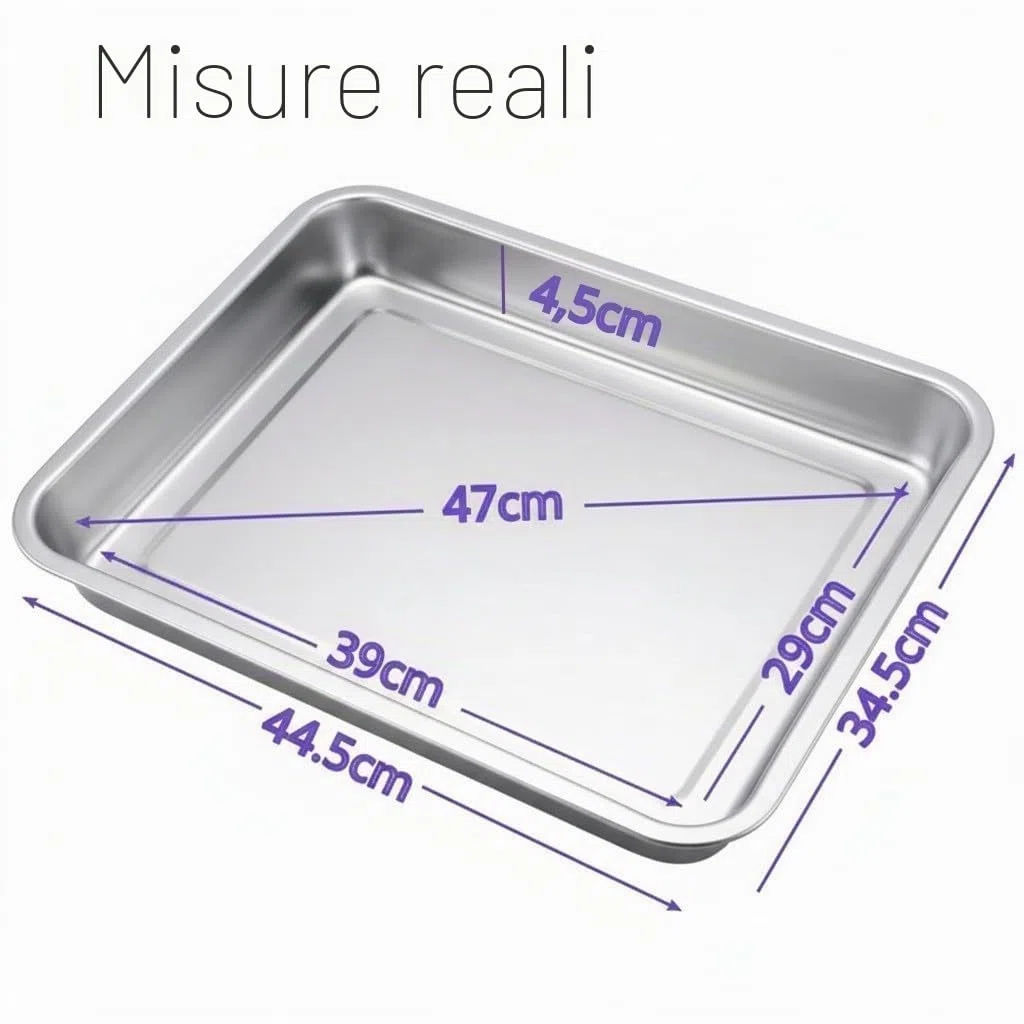 Vassoio da forno professionale in acciaio inox, antiaderente e resistente, dimensioni 45 x 35 x 4,8 cm, ideale per cuocere e servire