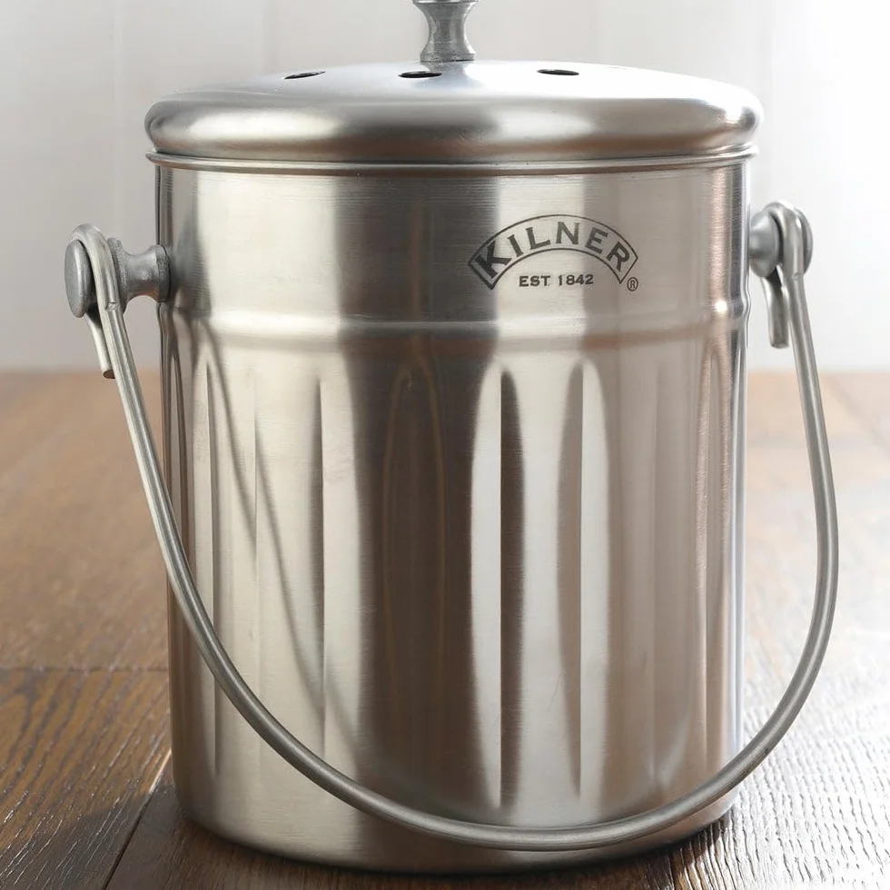 Kilner - Compostiera da Cucina, in Acciaio Inox, 2 l, Colore: Argento