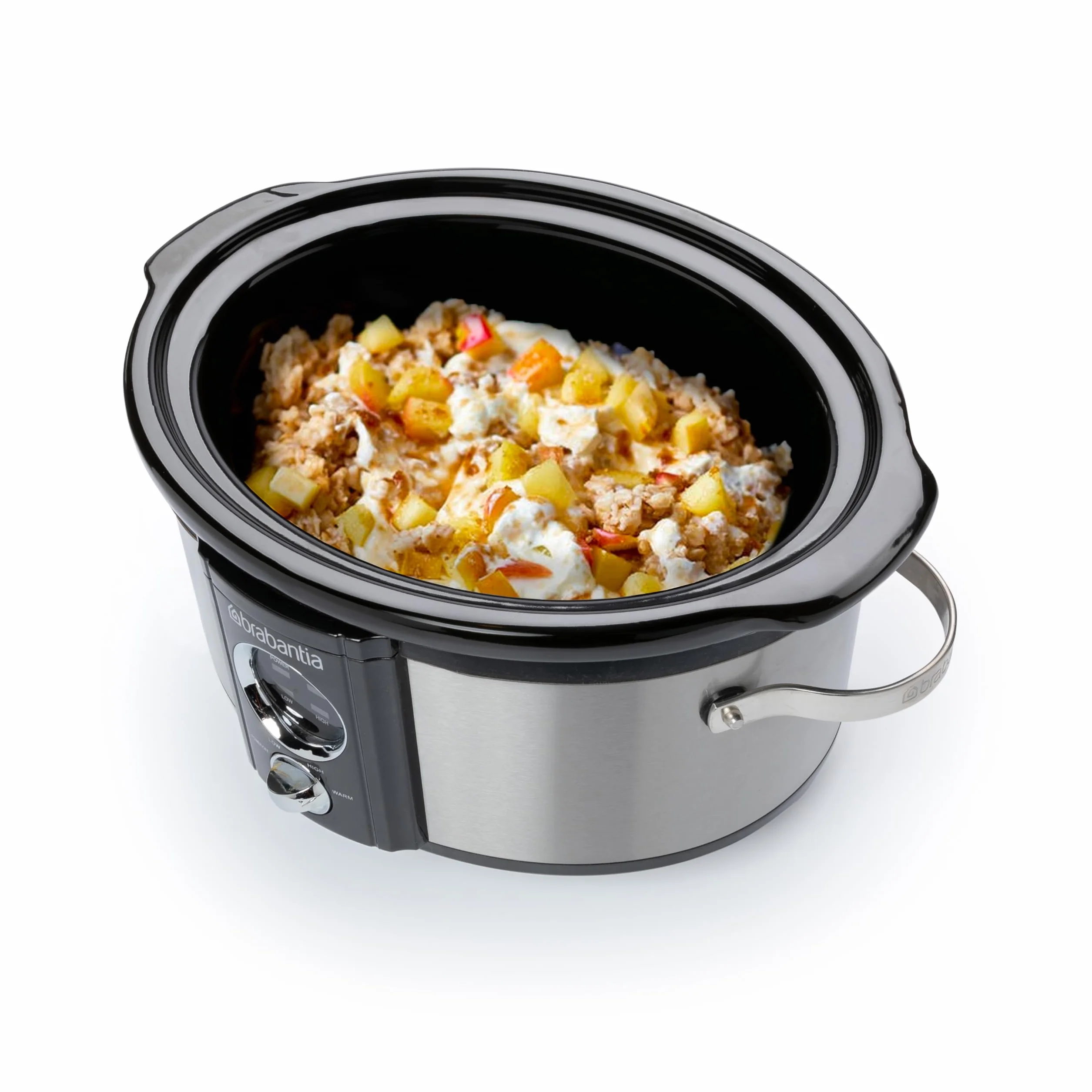 Brabantia BBEK1081 Pentola a cottura lenta - 3,5 Litri - 180 Watt - Pentola interna removibile - Coperchio in vetro - Schermo LED - 3 impostazioni di temperatura - Funzione mantenimento caldo