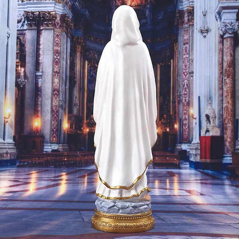 Statua della Vergine Maria 22,1 cm, regalo religioso in resina per la mamma, decorazione cattolica e scultura per l'altare di Lourdes