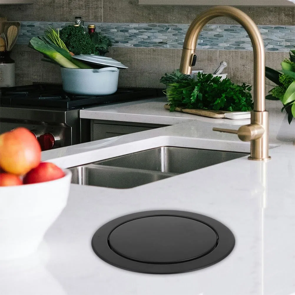 Coperchio per rifiuti, per piani di lavoro della cucina, per bagno e camera d'albergo, adatto per aperture, design salvaspazio, look elegante