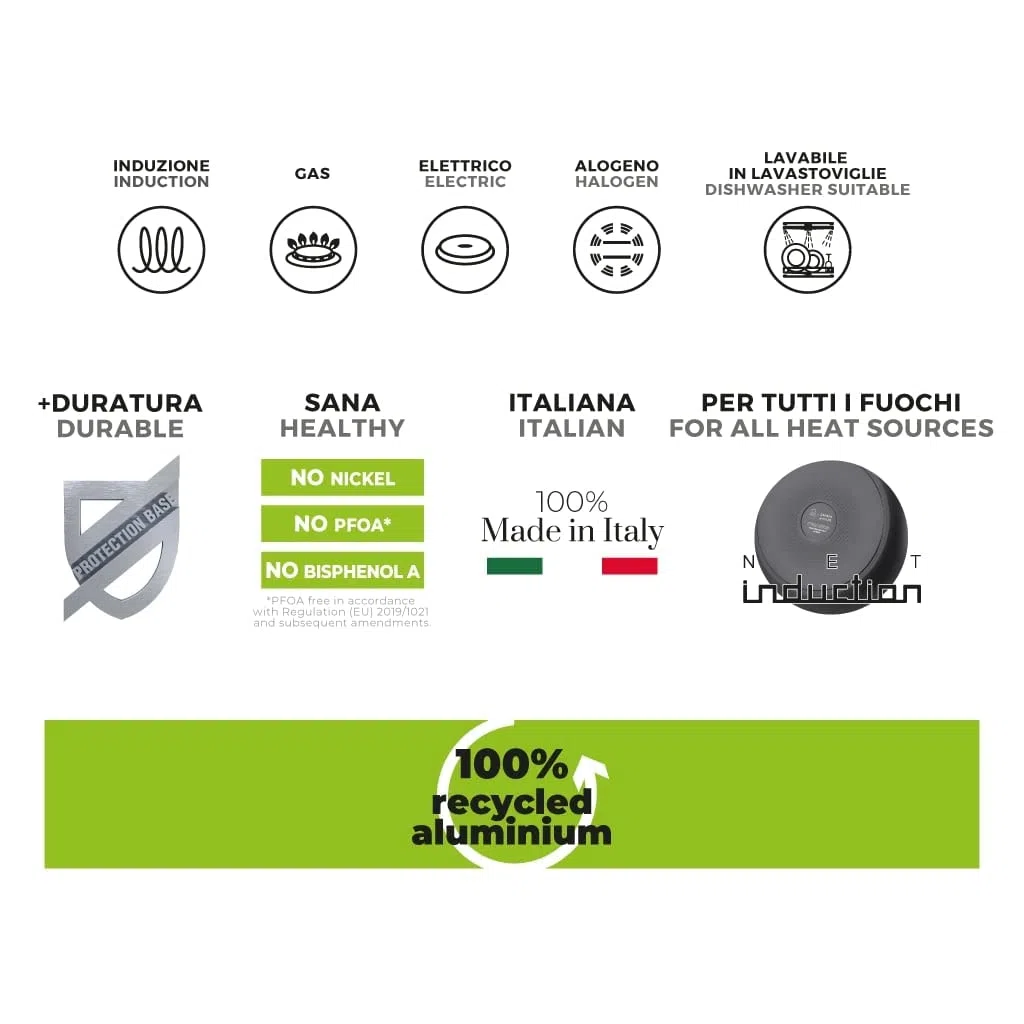 Moneta Recy Crepiera 25cm, Alluminio 100% riciclato, per ogni piano cottura compreso l'induzione. 100% Made in Italy, 0005553325