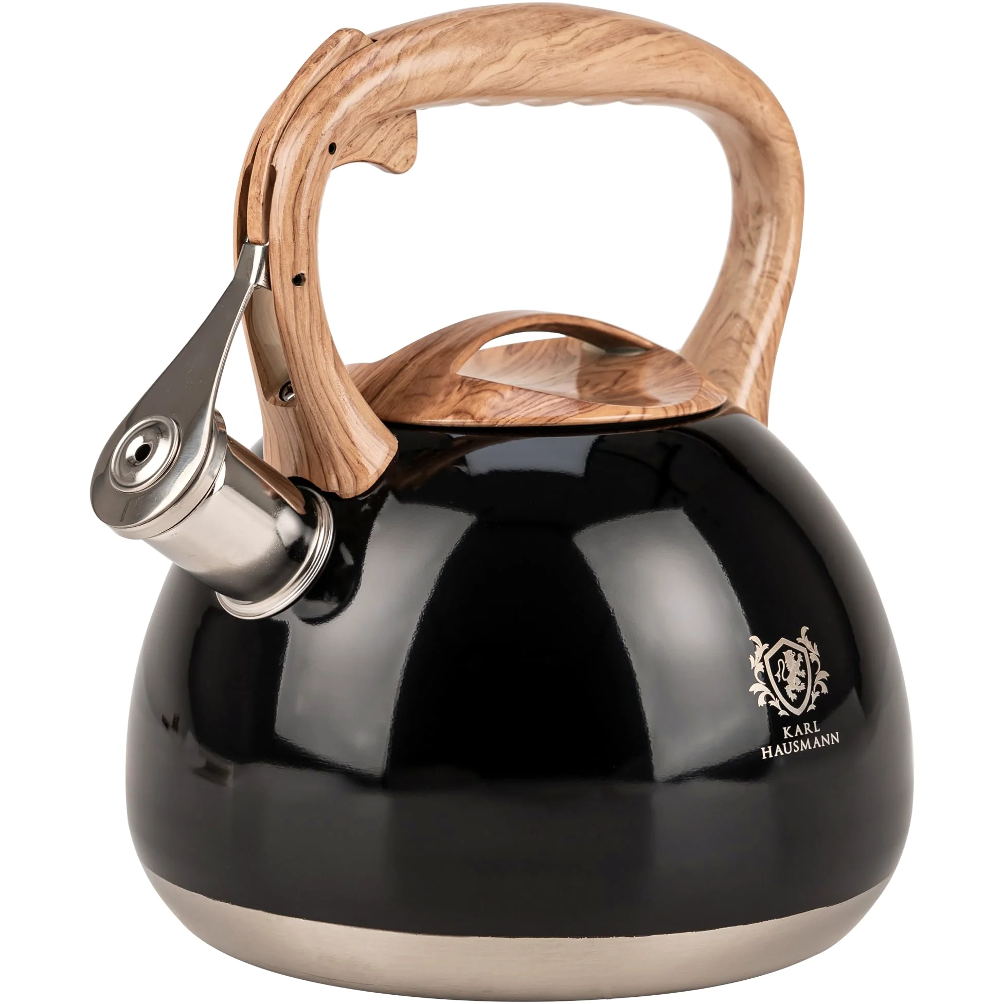 KARL HAUSMANN Bollitore Acqua per Induzione - 3L - Nero Bollitore Acciaio Inox non elettrico - Teiera Fischio per Gas da Fornello - Tea Kettle Stove Induction