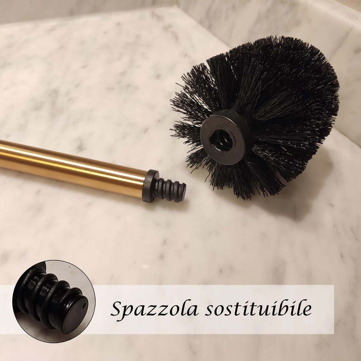 Set Bagno Accessori Completo di Lusso, 3 Pezzi in Ceramica Kit Accessori Bagno Moderni con Scopino Bagno Wc, Porta Sapone Liquido e Spazzolini