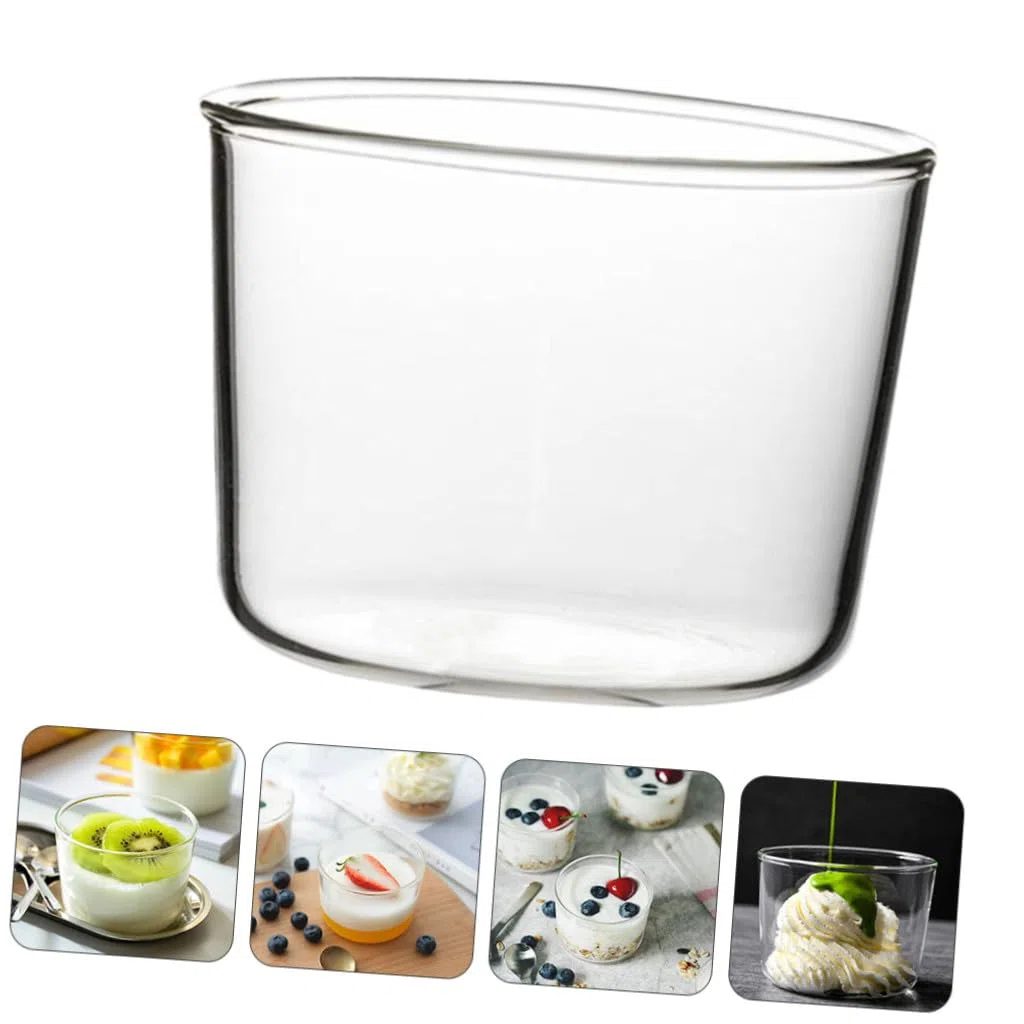 Coppette da Dessert Arrotondate in Vetro da 200 Ml, Bicchieri Multiuso per Mousse e Antipasti, Tazze Riciclabili Trasparenti per Buffet e Feste, Confezione da 4 Pezzi