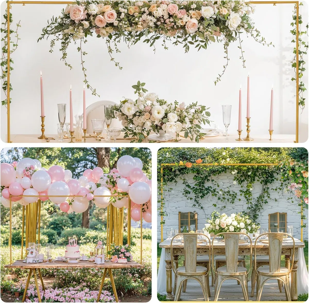 Arco da Tavolo Regolabile, Kit Quadrato con Arco per Palloncino da 120 a 260 cm, Supporto per Binario da Tavolo per Natale, Matrimonio, Compleanno, Decorazione per Feste, Decorazione per Anniversario