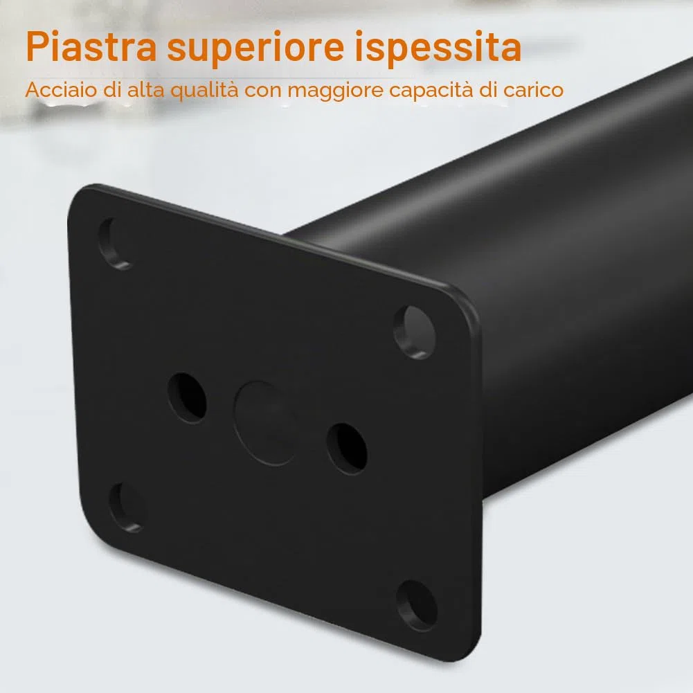 Piedini Regolabili per Letto 18-30 cm, 4 Pezzi, Gambe per Mobili Regolabili in Altezza in Metallo, per Tavolo, Armadio, Divano, Rete a Doghe, Supporto per Pavimenti Irregolari, Colore Nero