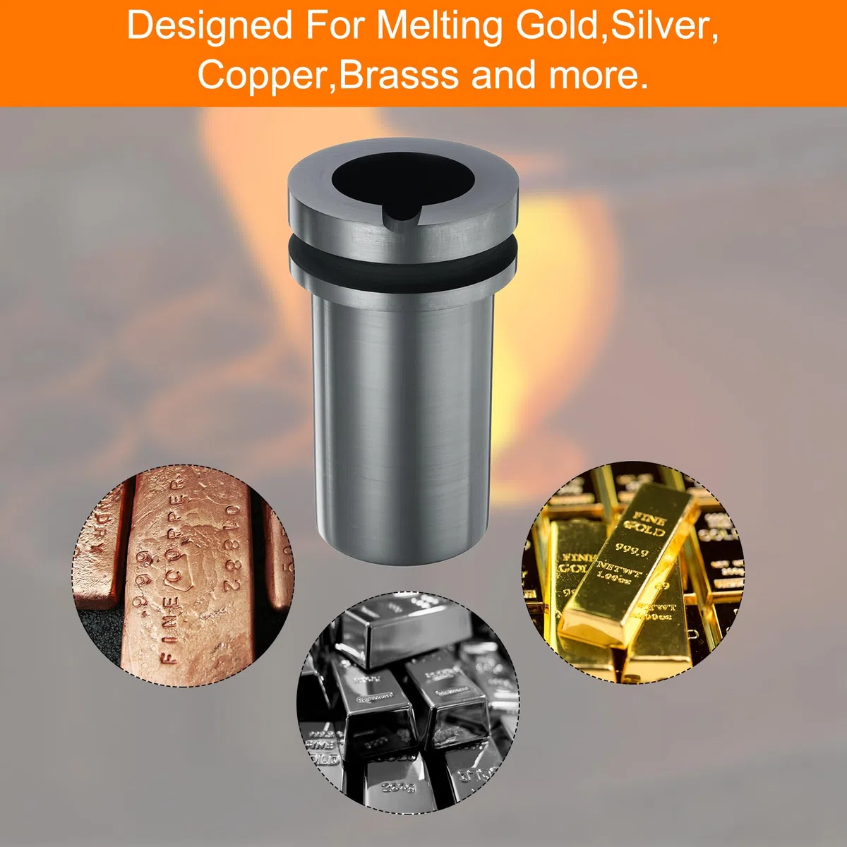 QUARKZMAN Crogiolo di Grafite, 0,5kg Crogiolo in Grafite ad Alta Purezza per Fusione di Oro Argento Rame Forno di Fusione Stampo Fusione Strumenti per Gioielli 1,38 Pollice IDx3,94 Pollice H