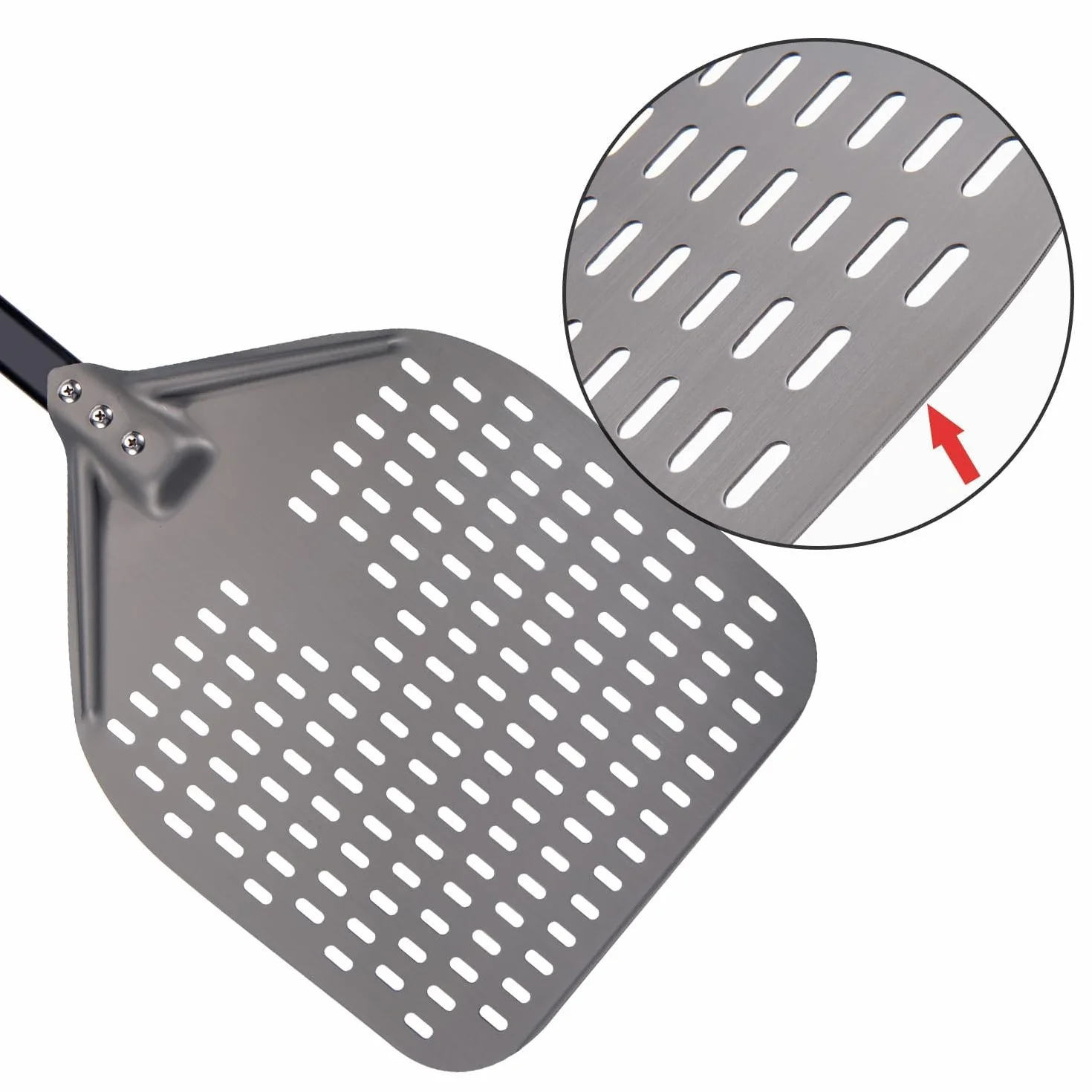 G.a HOMEFAVOR Pala per Pizza Forata, Pala per Pizza in Alluminio Anodizzato Duro con Manico Smontabile per Pizzas, Pane, Crostate Fatta in Casa