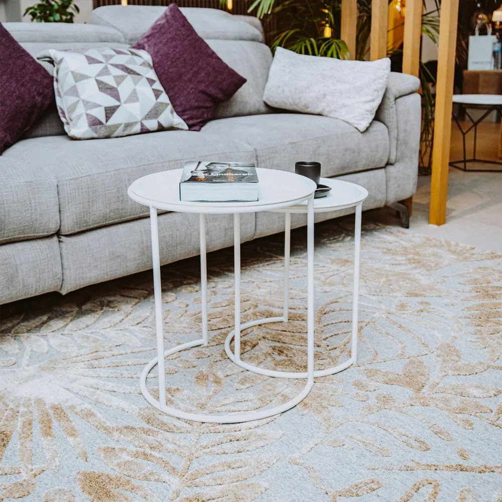 Set 2 tavolini caffè laccati bianco opaco impilabili - tavolini design set salvaspazio - 2 pz (Bianco) - Pronta consegna