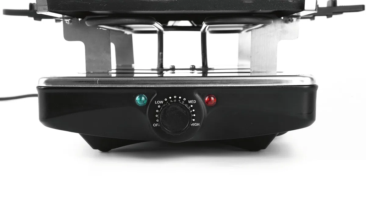 GOURMETmaxx Raclette 2 in 1 Set per 8 persone | Raclette con piastra in pietra e piastra in alluminio con 8 padelle e raschietti | Combinazione raclette con regolazione della temperatura | Griglia