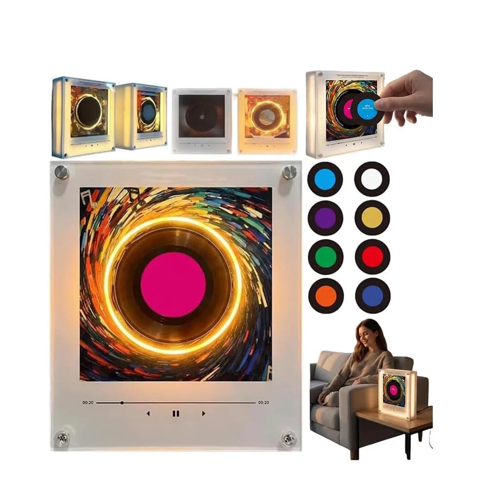 Magneti per frigorifero musicali - Magneti musicali per frigorifero, magnete per frigorifero magnetico con altoparlante canterino a induzione NFC, magnete per frigorifero musicale retrò con lettore