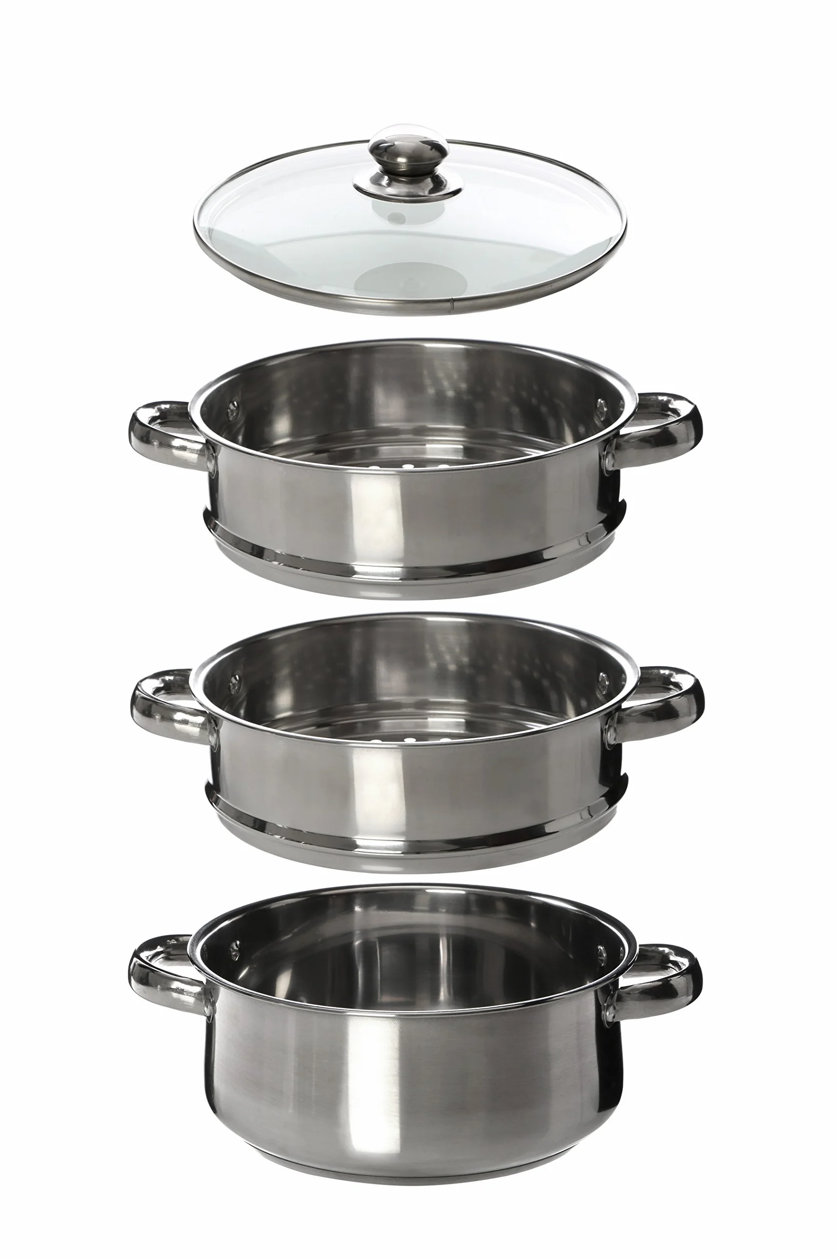 PREMIER Housewares 408129 Pentola a Vapore con Coperchio in Vetro e Capsula Base, Acciaio Inossidabile