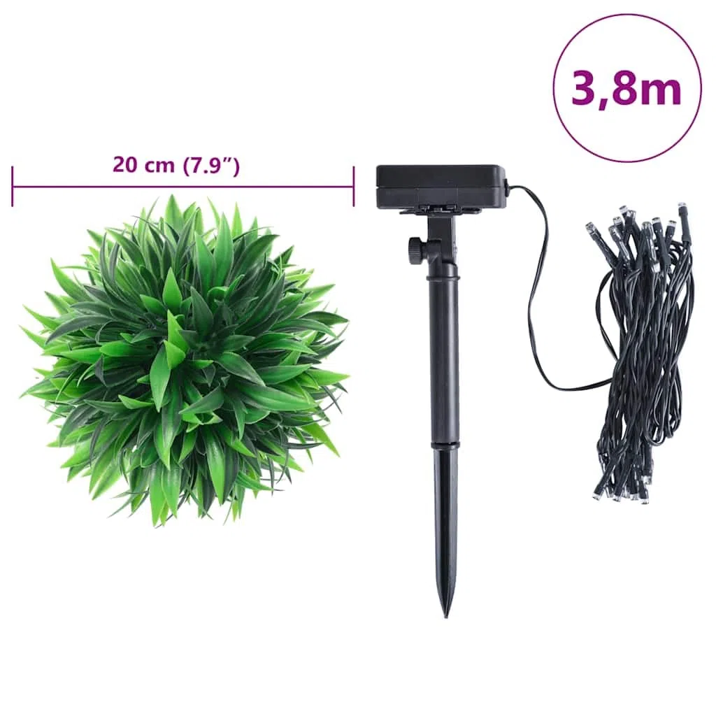 vidaXL Sfere di Bosso Artificiale con Luci LED 2 pz Verdi 20 cm, Arte topiaria della Palla Artificiale, Arte topiaria Artificiale del bosso, Palla di Scatola Artificiale