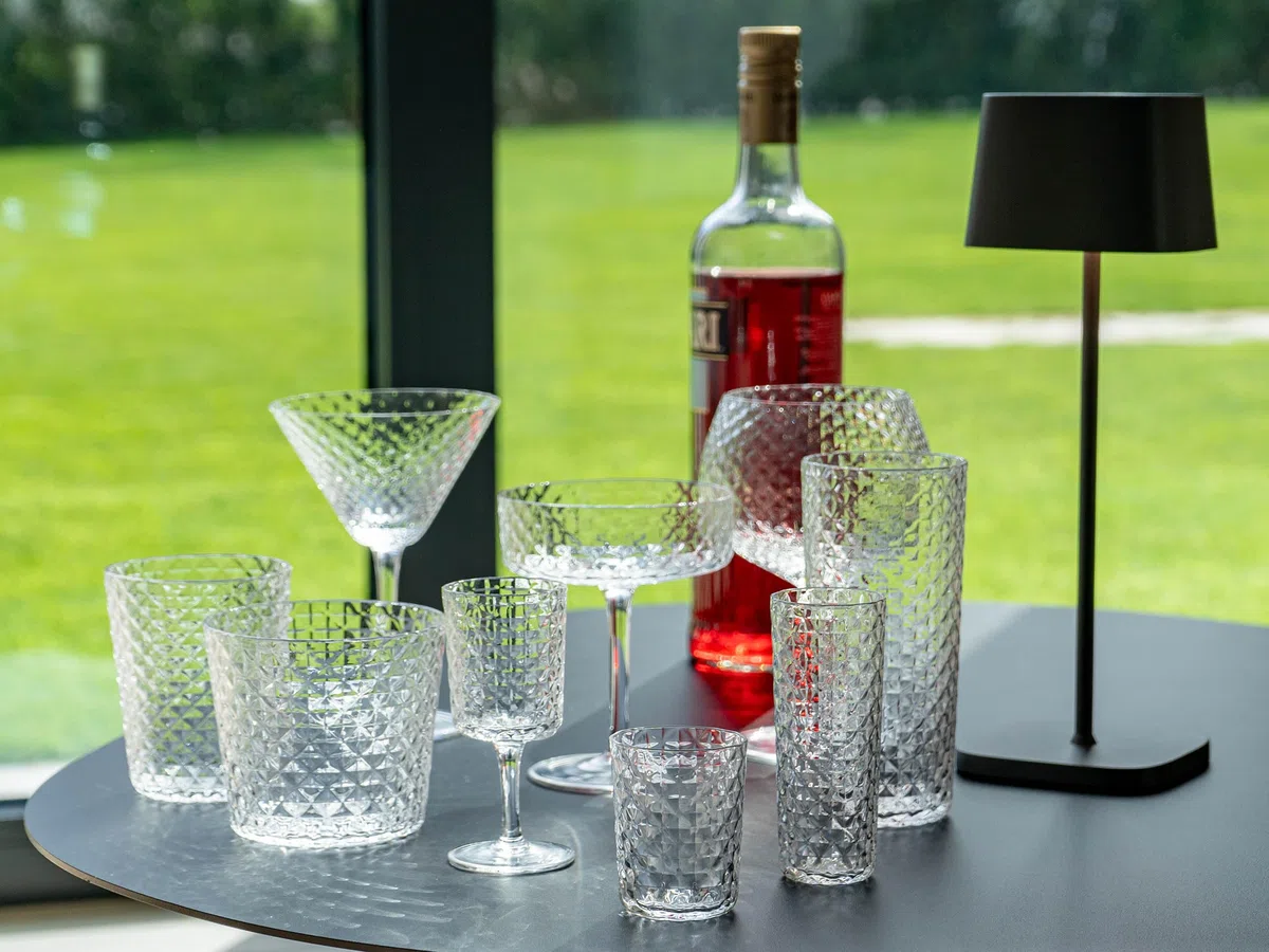 Zafferano Veneziano Mixology Bicchiere per cocktail long drink liquori | 4 pezzi | motivo sfaccettato | soffiato a mano (Balloon (VN01600)